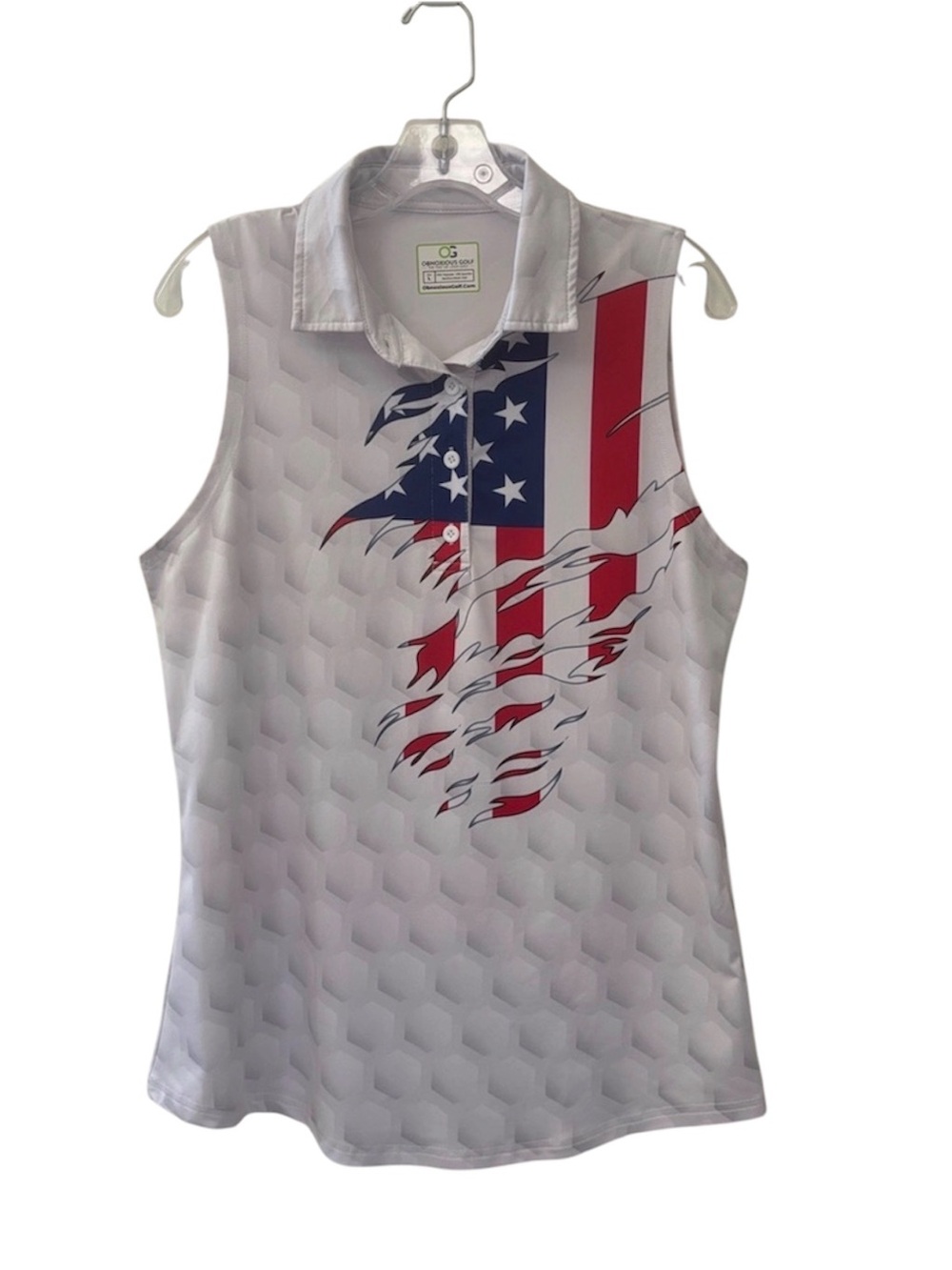 Obnoxious Golf Red, White, Blue & Gray Polo Tank Top Size Large